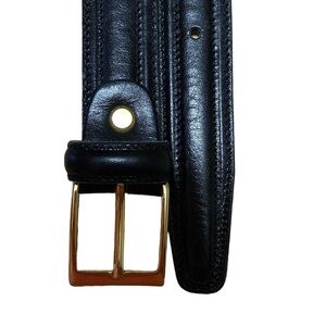 Vera Pelle Black Leather Gold Tone Buckle Belt 606 95/110 Italy Men